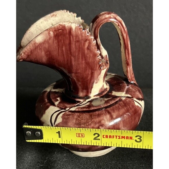 Vintage Mexican Dripware Pottery Sawtooth Miniature Pitcher Oaxaca Mexico - Picture 10 of 11